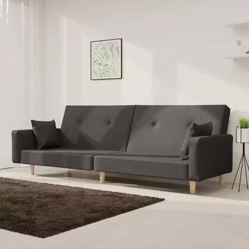 vidaXL Canapé-lit 2 places avec deux oreillers Causeuse Meuble Tissu