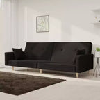 vidaXL Canapé-lit 2 places avec deux oreillers Causeuse Meuble Tissu