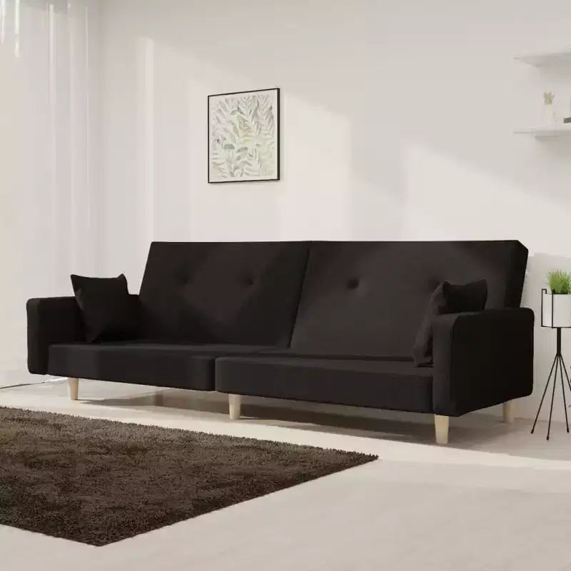 vidaXL Canapé-lit 2 places avec deux oreillers Causeuse Meuble Tissu