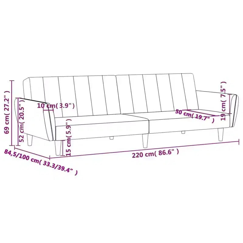 vidaXL Divano letto a 2 posti, poltroncina imbottita, divano letto a due posti in velluto
