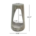 TUYOHW Table d'appoint en béton pour terrasse, design creux, aspect bois, pour jardin, piscine et balcon