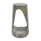 TUYOHW Table d'appoint en béton pour terrasse, design creux, aspect bois, pour jardin, piscine et balcon