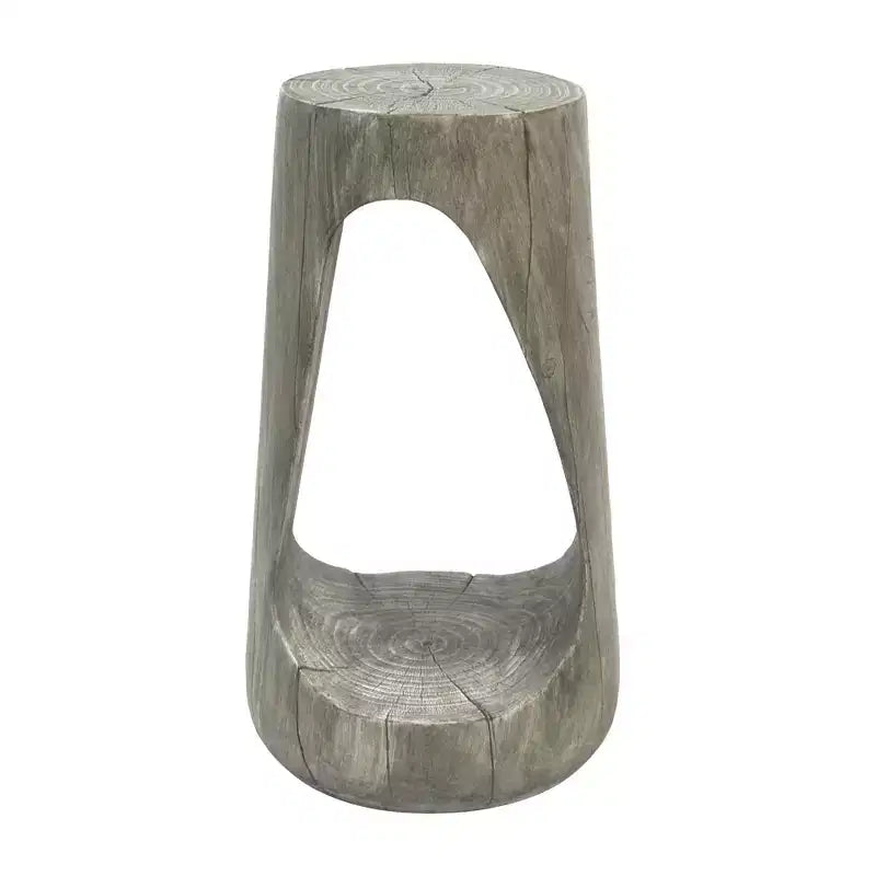 TUYOHW Table d'appoint en béton pour terrasse, design creux, aspect bois, pour jardin, piscine et balcon