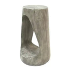 TUYOHW Table d'appoint en béton pour terrasse, design creux, aspect bois, pour jardin, piscine et balcon
