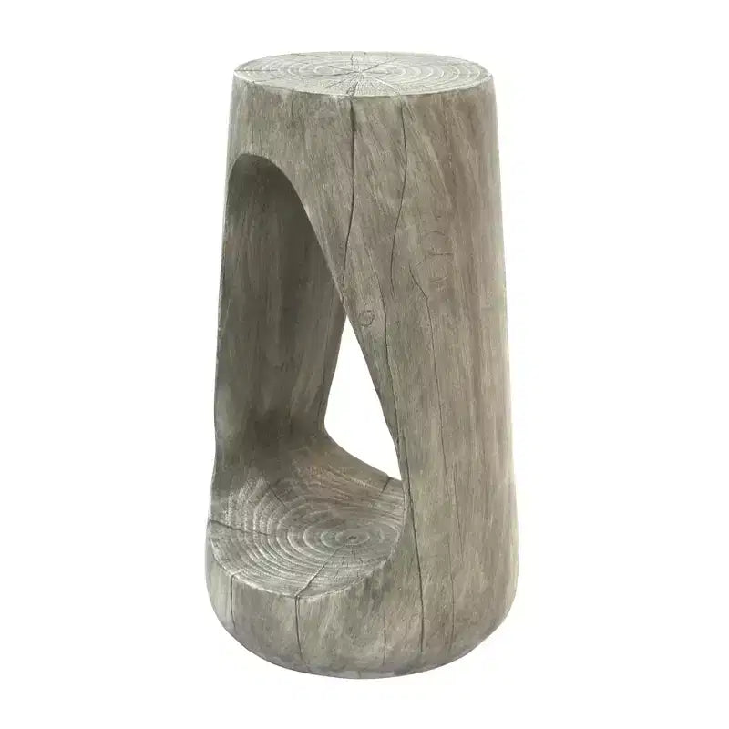 TUYOHW Table d'appoint en béton pour terrasse, design creux, aspect bois, pour jardin, piscine et balcon