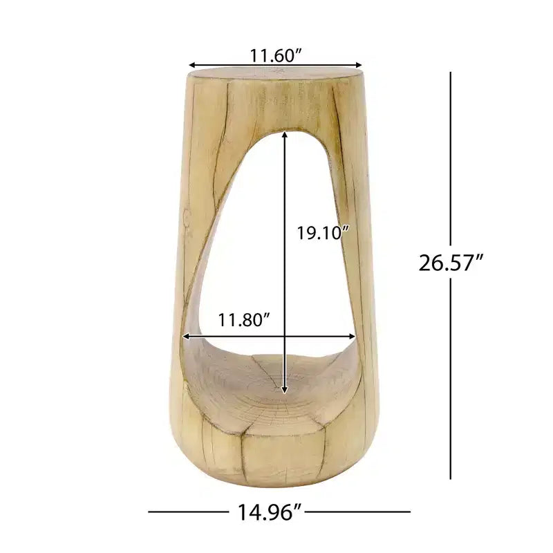 TUYOHW Table d'appoint en béton pour terrasse, design creux, aspect bois, pour jardin, piscine et balcon