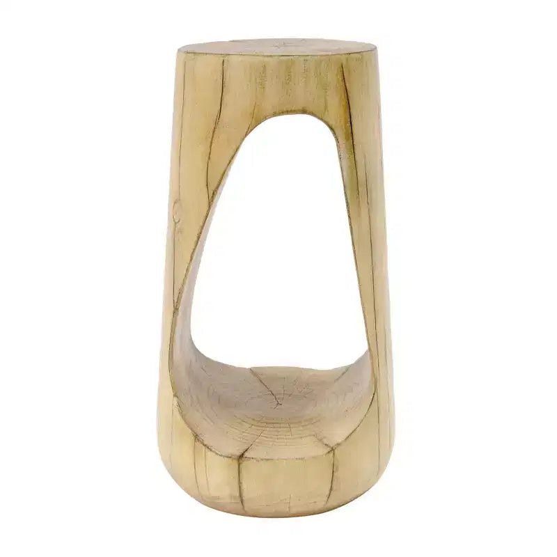 TUYOHW Table d'appoint en béton pour terrasse, design creux, aspect bois, pour jardin, piscine et balcon
