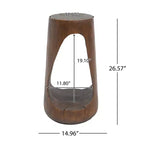 TUYOHW Table d'appoint en béton pour terrasse, design creux, aspect bois, pour jardin, piscine et balcon