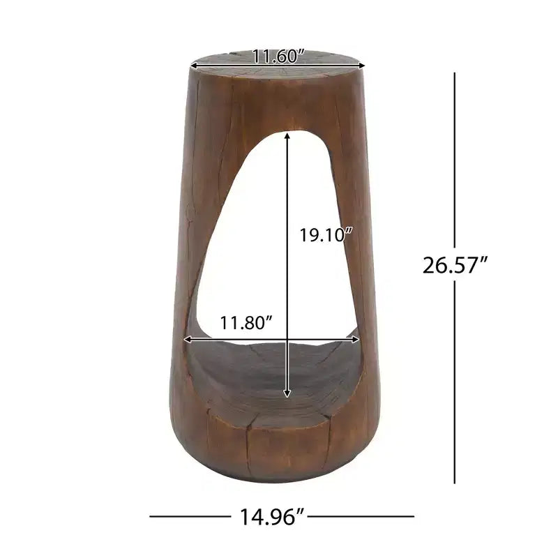 TUYOHW Table d'appoint en béton pour terrasse, design creux, aspect bois, pour jardin, piscine et balcon