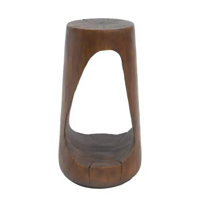 TUYOHW Table d'appoint en béton pour terrasse, design creux, aspect bois, pour jardin, piscine et balcon