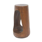 TUYOHW Table d'appoint en béton pour terrasse, design creux, aspect bois, pour jardin, piscine et balcon