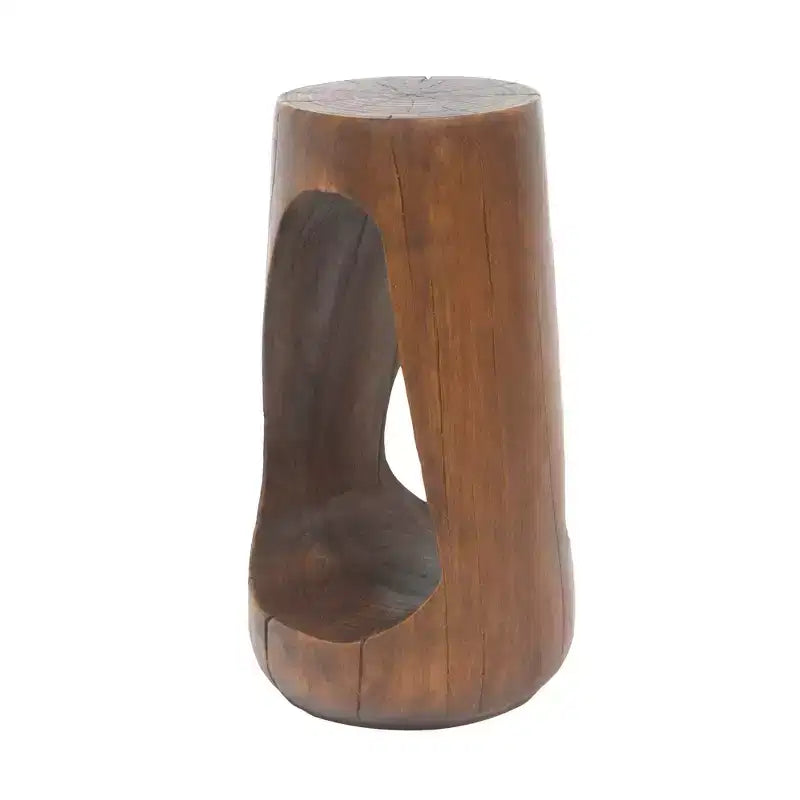 TUYOHW Table d'appoint en béton pour terrasse, design creux, aspect bois, pour jardin, piscine et balcon