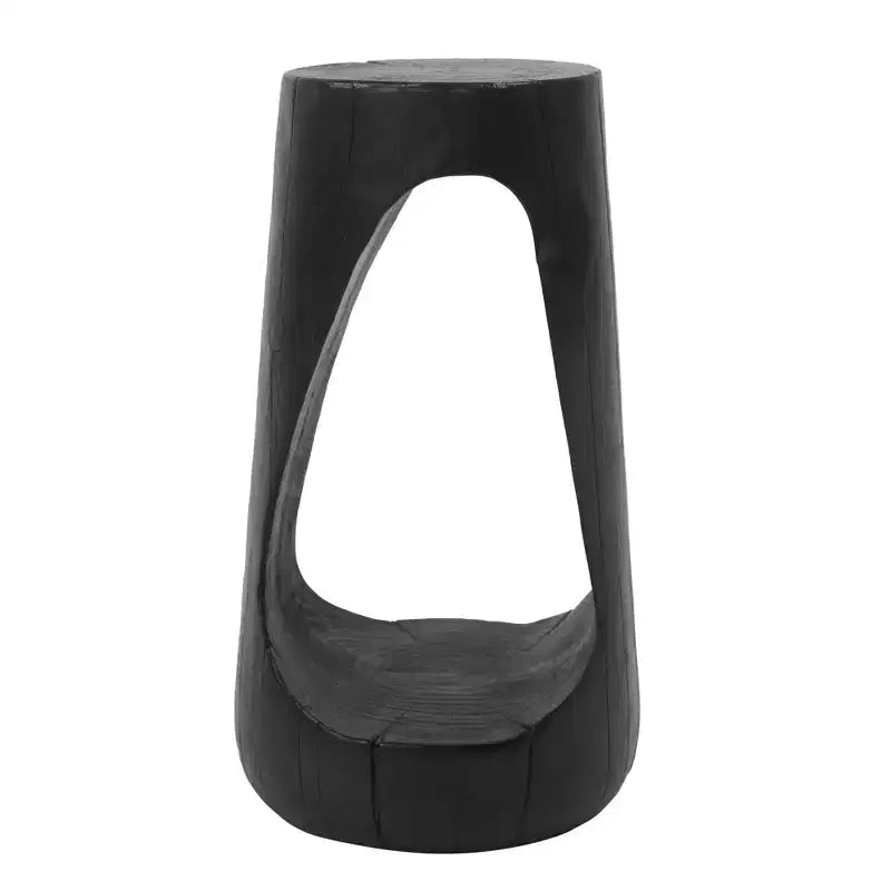 TUYOHW Table d'appoint en béton pour terrasse, design creux, aspect bois, pour jardin, piscine et balcon