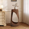 TUYOHW Table d'appoint en béton pour terrasse, design creux, aspect bois, pour jardin, piscine et balcon