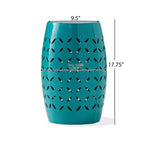TUYOHW 30 cm Tavolino da Patio Cilindrico, Tavolino da Esterno con Motivo Floreale Intagliato al Laser per Cortile, Piscina, Compagno da Interno