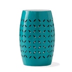 TUYOHW 30 cm Tavolino da Patio Cilindrico, Tavolino da Esterno con Motivo Floreale Intagliato al Laser per Cortile, Piscina, Compagno da Interno