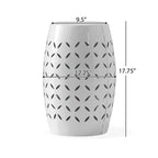TUYOHW 30 cm Tavolino da Patio Cilindrico, Tavolino da Esterno con Motivo Floreale Intagliato al Laser per Cortile, Piscina, Compagno da Interno