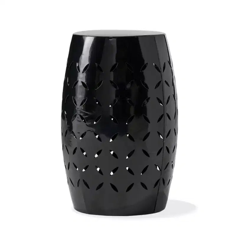 TUYOHW 30 cm Tavolino da Patio Cilindrico, Tavolino da Esterno con Motivo Floreale Intagliato al Laser per Cortile, Piscina, Compagno da Interno
