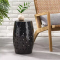 TUYOHW 30 cm Tavolino da Patio Cilindrico, Tavolino da Esterno con Motivo Floreale Intagliato al Laser per Cortile, Piscina, Compagno da Interno