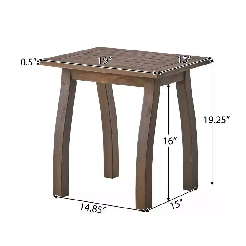 TUYOHW Tavolino d'appoggio da patio in legno di acacia, 48x38x48 cm, resistente alle intemperie, per giardino, piscina, compagno da interno, rettangolare