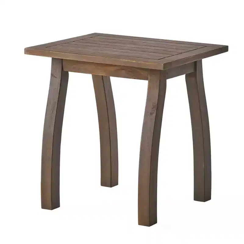 TUYOHW Tavolino d'appoggio da patio in legno di acacia, 48x38x48 cm, resistente alle intemperie, per giardino, piscina, compagno da interno, rettangolare