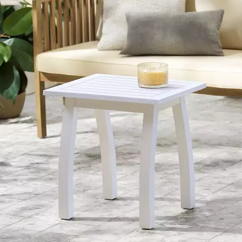 TUYOHW Tavolino d'appoggio da patio in legno di acacia, 48x38x48 cm, resistente alle intemperie, per giardino, piscina, compagno da interno, rettangolare