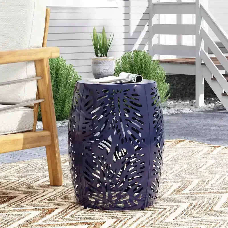 TUYOHW Table d'appoint de patio ronde moderne, 33,6 cm, en fer, pour jardin, piscine, compagnon d'intérieur, durable et stable