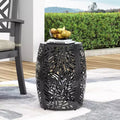 TUYOHW Table d'appoint de patio ronde moderne, 33,6 cm, en fer, pour jardin, piscine, compagnon d'intérieur, durable et stable