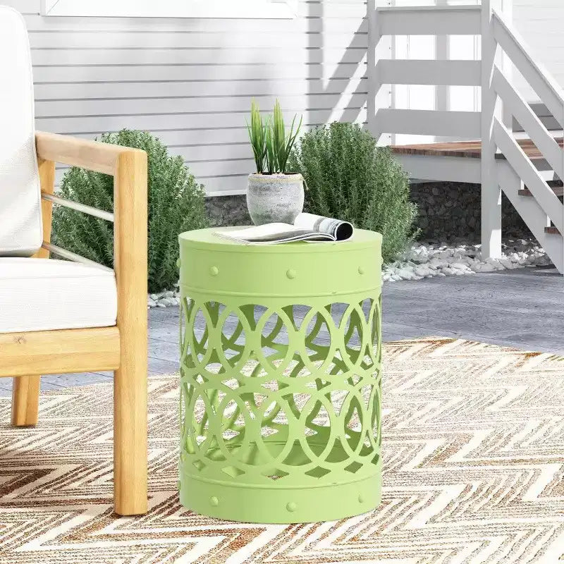 TUYOHW Tavolino rotondo moderno per patio, tavolino laterale in ferro per giardino, piscina, compagno da interno, durevole e stabile