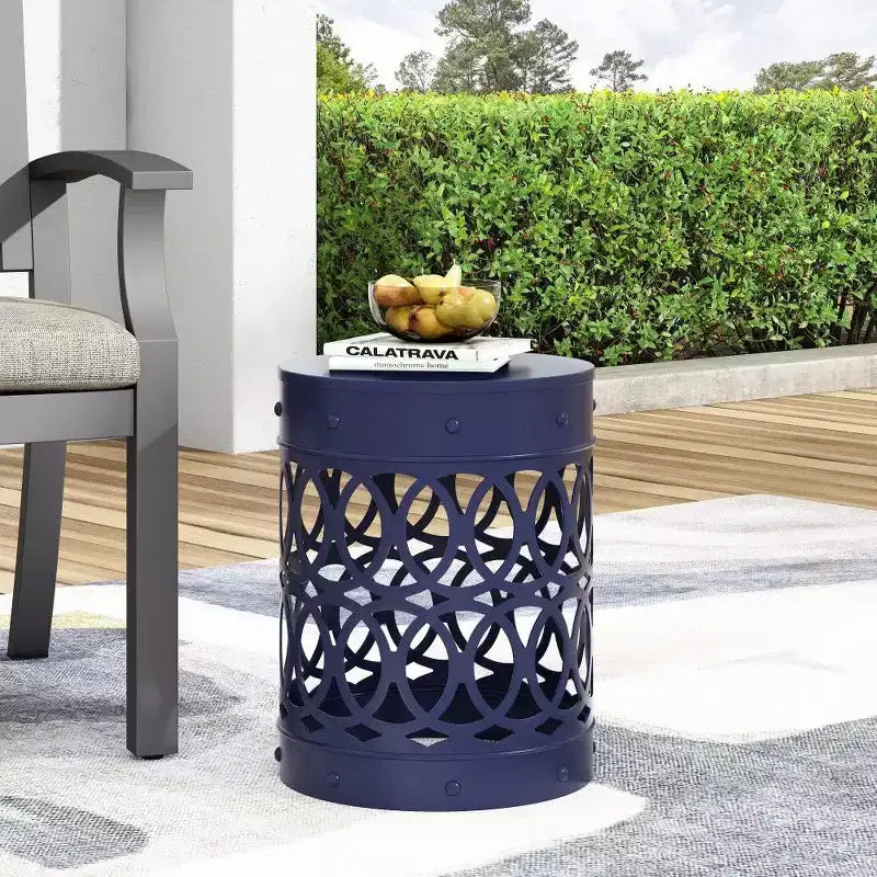 TUYOHW Tavolino rotondo moderno per patio, tavolino laterale in ferro per giardino, piscina, compagno da interno, durevole e stabile