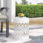 TUYOHW Tavolino rotondo moderno per patio, tavolino laterale in ferro per giardino, piscina, compagno da interno, durevole e stabile