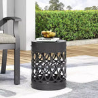 TUYOHW Tavolino rotondo moderno per patio, tavolino laterale in ferro per giardino, piscina, compagno da interno, durevole e stabile
