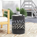 TUYOHW Tavolino rotondo moderno per patio, tavolino laterale in ferro per giardino, piscina, compagno da interno, durevole e stabile
