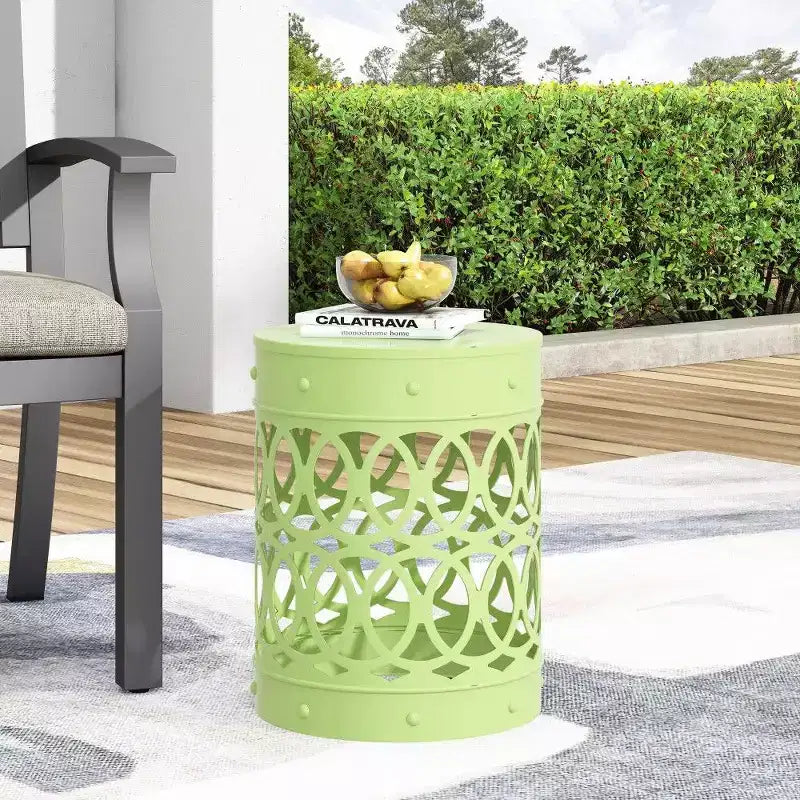 TUYOHW Tavolino rotondo moderno per patio, tavolino laterale in ferro per giardino, piscina, compagno da interno, durevole e stabile