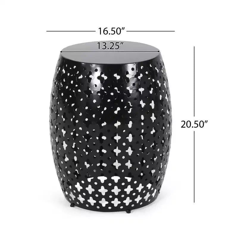 TUYOHW Table d'appoint de patio ronde avec cadre creux, table d'appoint de patio en métal pour arrière-cour, piscine, compagnon intérieur, durable et et antirouille, noir