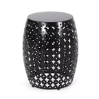 TUYOHW Table d'appoint de patio ronde avec cadre creux, table d'appoint de patio en métal pour arrière-cour, piscine, compagnon intérieur, durable et et antirouille, noir