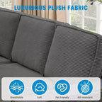 Divano Componibile Sectional, Divano a U con Rivestimento Lavabile Rimovibile, Divano Moderno Grigio Convertibile a Seduta Profonda per Soggiorno, Ufficio