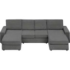 Divano Componibile Sectional, Divano a U con Rivestimento Lavabile Rimovibile, Divano Moderno Grigio Convertibile a Seduta Profonda per Soggiorno, Ufficio