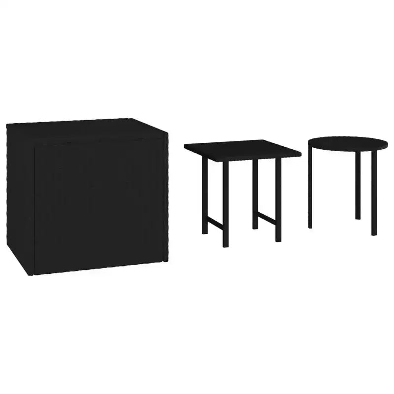 vidaXL Side Table Wicker Rattan Console End Coffee Table 3 Pcs Poly Rattan