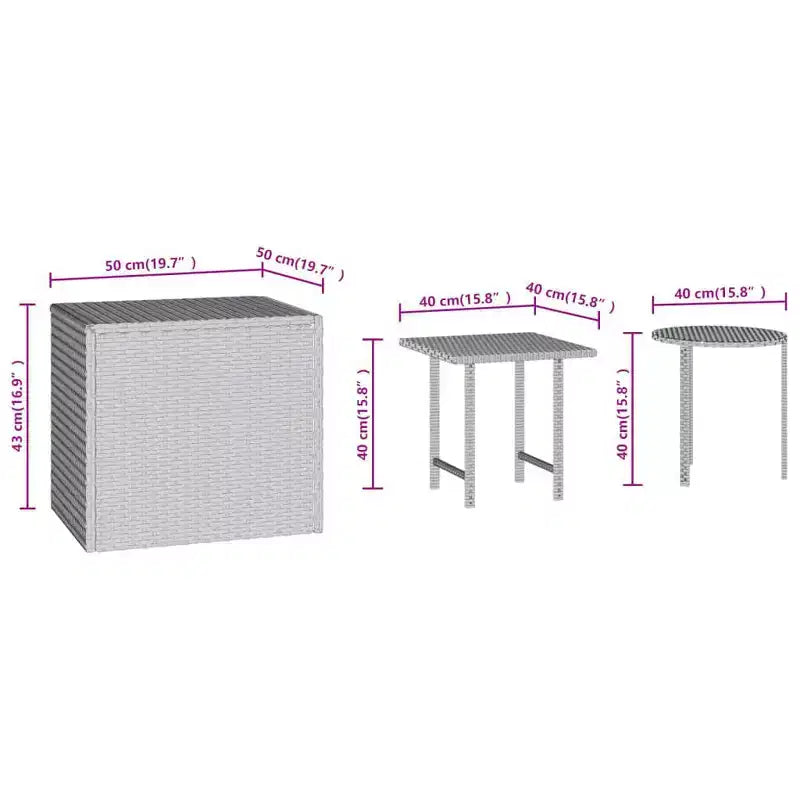vidaXL Table d'appoint en rotin Console Table basse 3 pcs Poly-rotin