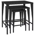 vidaXL Nesting Tables Accent Side Table for Living Room Set of 3 Poly Rattan