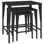 vidaXL Nesting Tables Accent Side Table for Living Room Set of 3 Poly Rattan