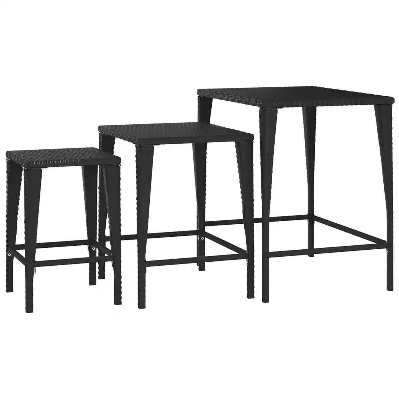 vidaXL Tavolini a incastro Tavolini da salotto set da 3 Polyrattan