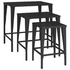 vidaXL Tavolini a incastro Tavolini da salotto set da 3 Polyrattan