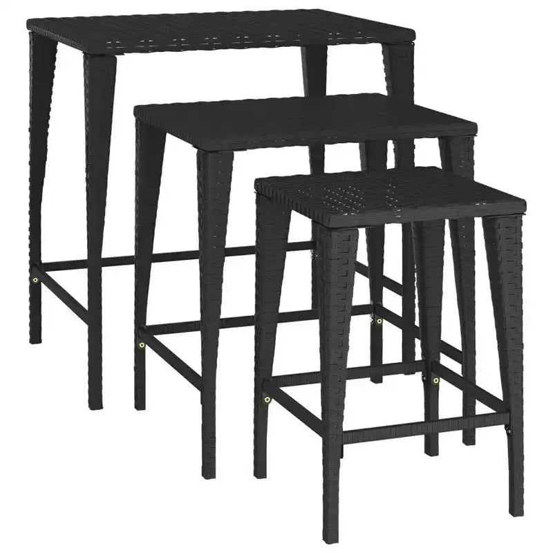 vidaXL Tavolini a incastro Tavolini da salotto set da 3 Polyrattan
