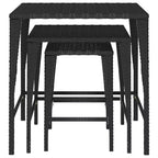 vidaXL Tavolini a incastro Tavolini da salotto set da 3 Polyrattan