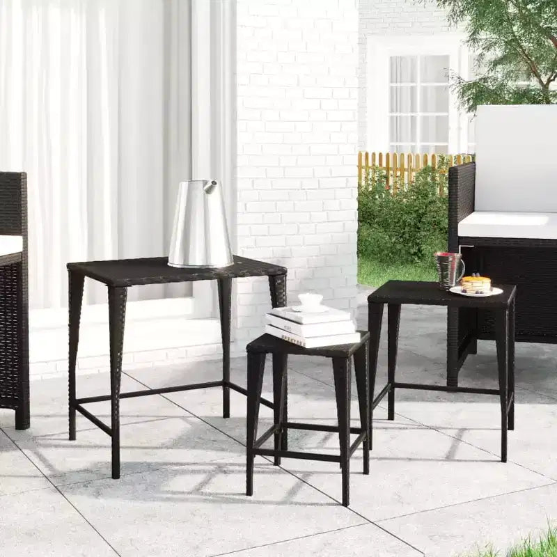 vidaXL Tavolini a incastro Tavolini da salotto set da 3 Polyrattan