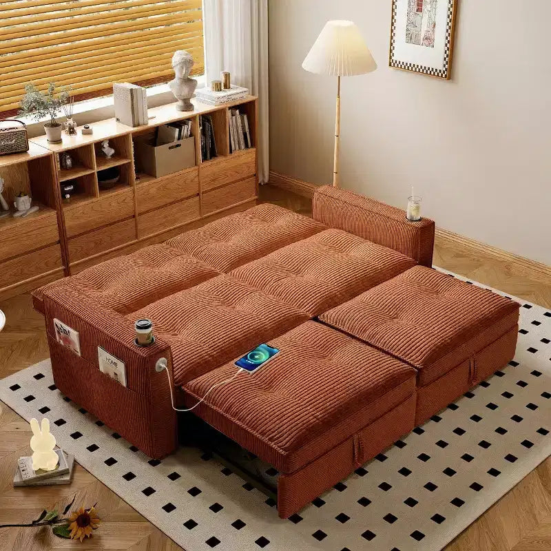 Canapé-lit convertible 73 po avec polyester de velours côtelé, causeuse inclinable pour salon, chambre d'amis ou appartement-Panipeachy