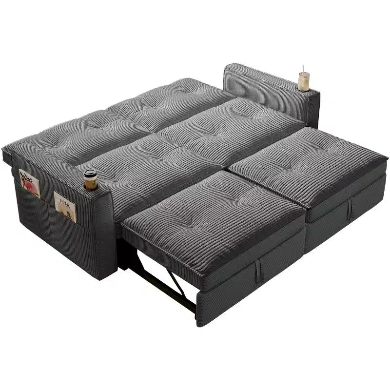 Canapé-lit convertible 73 po avec polyester de velours côtelé, causeuse inclinable pour salon, chambre d'amis ou appartement-Panipeachy