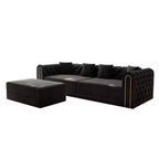 Canapé-Lit Convertible Moderne 3 en 1 avec Ottomane et Oreillers, Canapé Inclinable en Velours pour Salon, Chambre d'amis ou Salle de Détente - Panipeachy